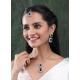 Women's Brass Silver Plated Pendant Set (Green)