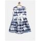 Girl's Polyester Striped Sleeveless Dress (Navy Blue)