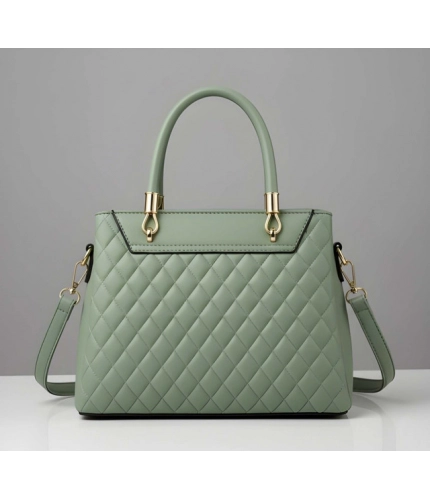 Women's PU Leather Solid Shoulder Zipper Handbag (Green)