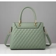 Women's PU Leather Solid Shoulder Zipper Handbag (Green)