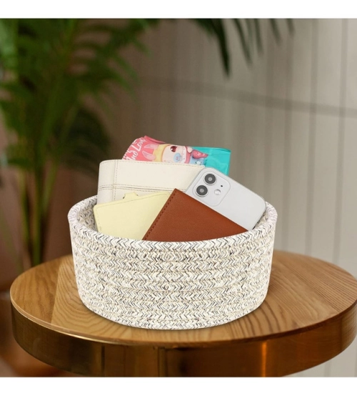 Cotton 8x3 Inch Kidi Round 1 Pcs Bedside Organizer (Brown)