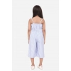 Girl's Polyester Cotton Blend Striped Sleeveless Jumpsuit (Light Blue)