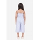 Girl's Polyester Cotton Blend Striped Sleeveless Jumpsuit (Light Blue)