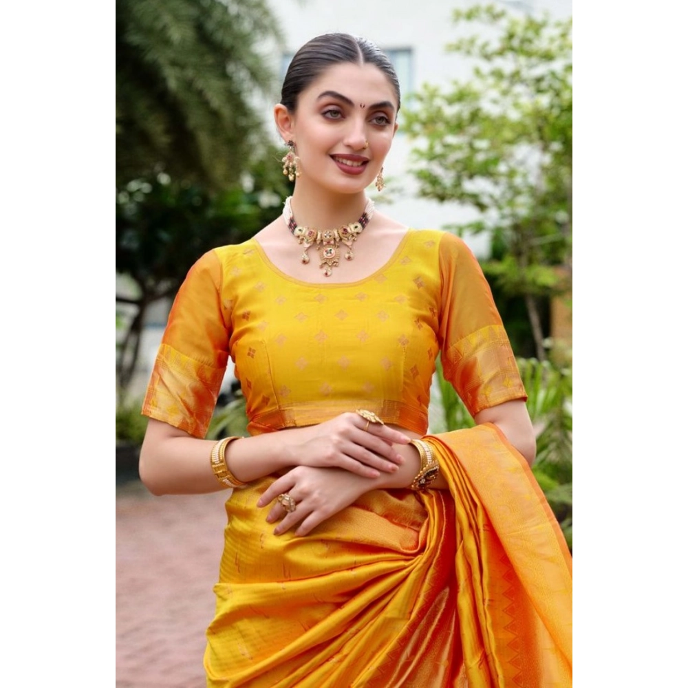 Women's Silk Blend Paithani Weaving Saree With Unstitched Blouse 5.5Mtr (Mustard) Women's Silk Blend Paithani Weaving Saree With Unstitched Blouse 5.5Mtr (Mustard)