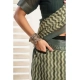 Women's Linen Cotton Printed Ready To Wear With Pocket Saree With Unstitched Blouse 5.5 Mtr (Olive)