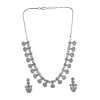 Women's Brass Silver Plated Necklace set (White)