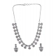 Women's Brass Silver Plated Necklace set (White)