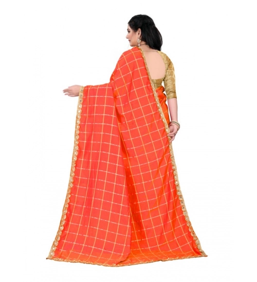 Women's Sana Silk Bandhni Saree With Unstitched Blouse 5.5Mtr (Orange)
