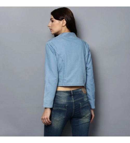 Women's Denim Solid 3-4th Sleeves Shrug (Blue) Women's Denim Solid 3-4th Sleeves Shrug (Blue)