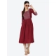 Women's Casual Rayon 3-4th Sleeves Kurti (Maroon)