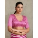 Women's Satin Crepe Printed Saree With Unstitched Blouse 5.5Mtr (Pink)