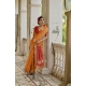 Women's Silk_Blend Ethnic Ikat Pattern Saree With Unstitched Blouse 5.5Mtr (Mustard) Women's Silk_Blend Ethnic Ikat Pattern Saree With Unstitched Blouse 5.5Mtr (Mustard)