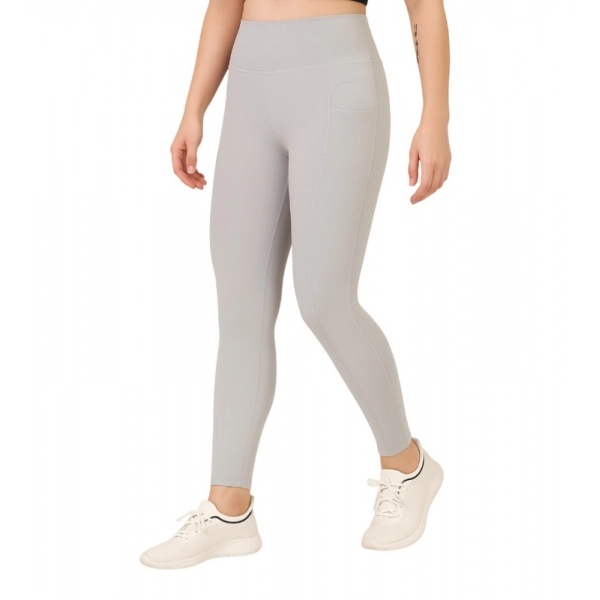 Dropship Women's Polyester Solid Ankle length High Waisted Tights (Grey)