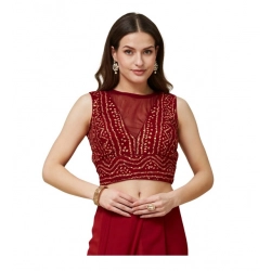 Women's Rayon Cotton Bandhani Printed Halter Neck Non Padded Blouse (Maroon 38 Ready (Alterable up to 42)