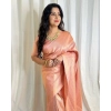 Women's Soft Lichi Silk Printed Saree With Unstitched Blouse 5.5Mtr (Peach) Women's Soft Lichi Silk Printed Saree With Unstitched Blouse 5.5Mtr (Peach)