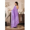 Women's Faux Linen Floral Ready to wear Saree With Unstitched Blouse 5.5Mtr (Lavender) Women's Faux Linen Floral Ready to wear Saree With Unstitched Blouse 5.5Mtr (Lavender)