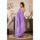 Women's Faux Linen Floral Ready to wear Saree With Unstitched Blouse 5.5Mtr (Lavender)