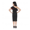 Girl's Knitted Soild Sleeve Less Off Shoulder Dress (Black) Girl's Knitted Soild Sleeve Less Off Shoulder Dress (Black)