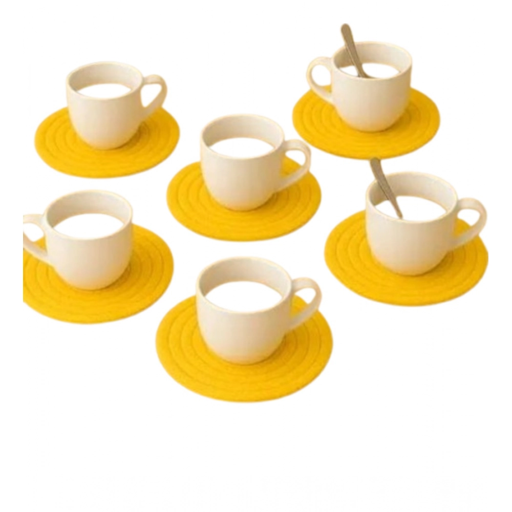 Cotton 6 Pcs Set Tea Coaster 6 Pcs Set (Yellow)