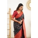 Women's Litchi silk Printed Saree With Unstitched Blouse (Grey) Women's Litchi silk Printed Saree With Unstitched Blouse (Grey)