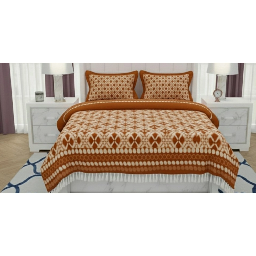 Fleece Geometric Double Polar Warm Bedsheet with 2 Pillow Cover (Orange) Fleece Geometric Double Polar Warm Bedsheet with 2 Pillow Cover (Orange)