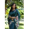 Women's Faux_Tussar Floral Saree With Unstitched Blouse 5.5Mtr (Teal) Women's Faux_Tussar Floral Saree With Unstitched Blouse 5.5Mtr (Teal)