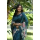 Women's Faux_Tussar Floral Saree With Unstitched Blouse 5.5Mtr (Teal)