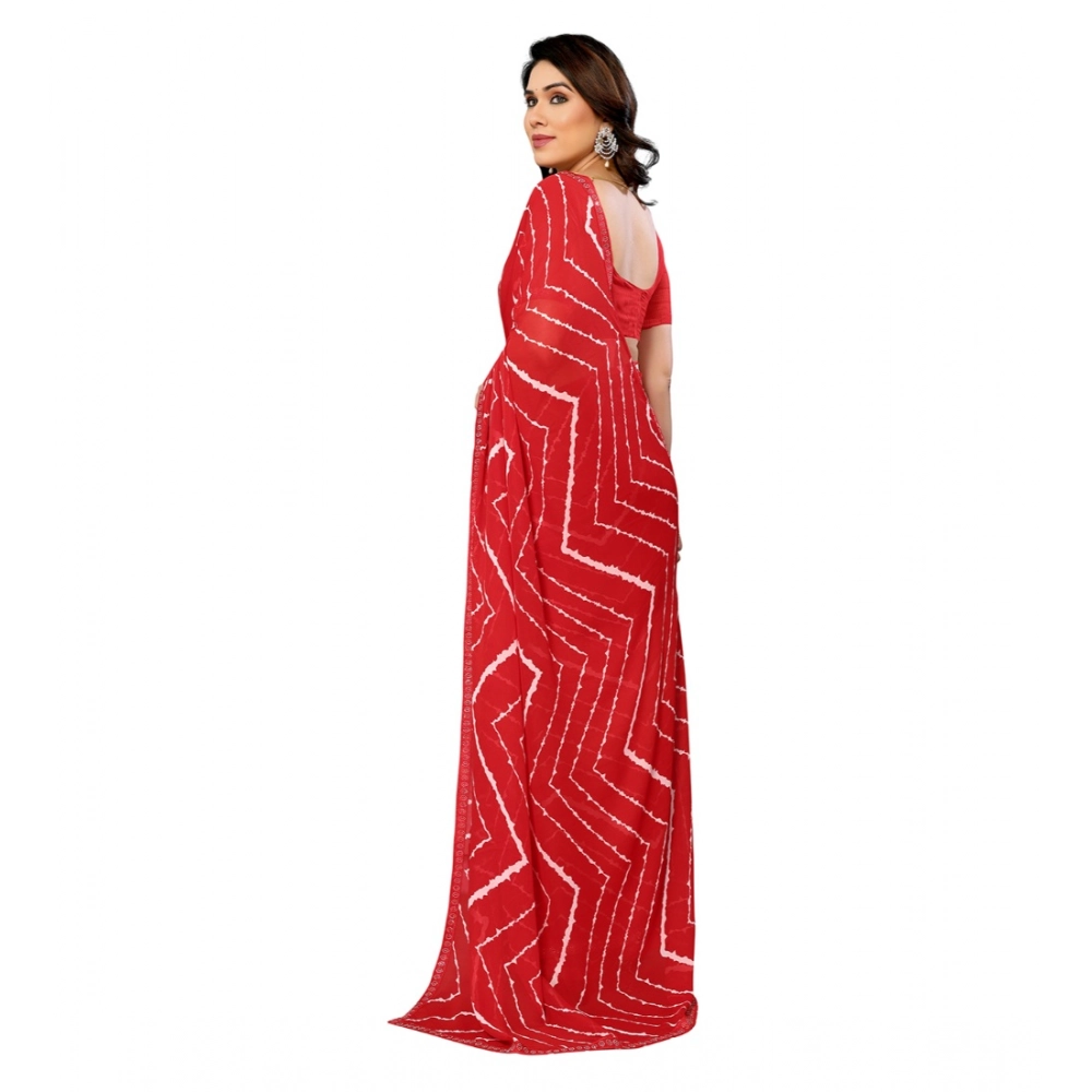 Women's Georgette Printed Saree With Unstitched Blouse 5.5Mtr (Red) Women's Georgette Printed Saree With Unstitched Blouse 5.5Mtr (Red)