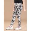 Girl's Cotton Lycra Floral Elasticated Jeggings (Multicolor)