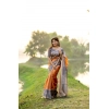 Women's Faux_Tussar Geometric_Print Saree With Unstitched Blouse 5.5Mtr (Rust) Women's Faux_Tussar Geometric_Print Saree With Unstitched Blouse 5.5Mtr (Rust)