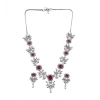Women's Brass Silver Plated Necklace set (Red)
