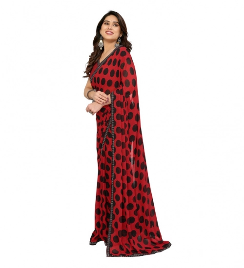 Women's Georgette Printed Saree With Unstitched Blouse 5.5Mtr (Red) Women's Georgette Printed Saree With Unstitched Blouse 5.5Mtr (Red)