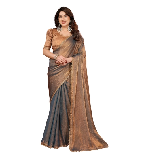 Women's Georgette Printed Saree With Unstitched Blouse 5.5Mtr (Brown)