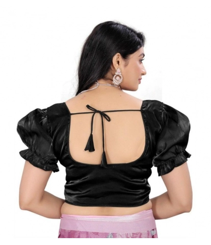Women's Jimmy Solid Designer Neck Elastic Sleeve Readymade Blouse (Black 38 , Alterable up to 42)-PID65827 Women's Jimmy Solid Designer Neck Elastic Sleeve Readymade Blouse (Black 38 , Alterable up to 42)-PID65827