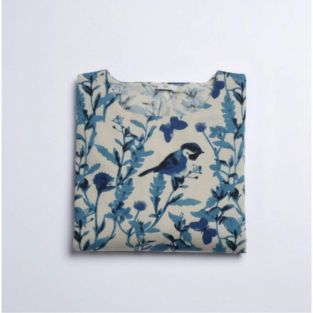 Women's Cotton Printed Kurti (Blue)