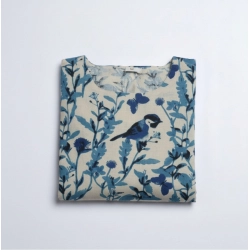 Women's Cotton Printed Kurti (Blue)