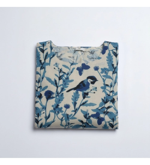 Women's Cotton Printed Kurti (Blue)