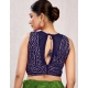 Women's Rayon Cotton Bandhani Printed Halter Neck Non Padded Blouse (Navy 38 Ready (Alterable up to 42)
