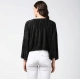 Women's Polyester Pleated Balloon Sleeve Top (Black)