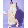 Women's Satin Colour Blocking Kaftan Dress (Multicolor)