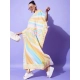 Women's Satin Colour Blocking Kaftan Dress (Multicolor)