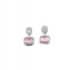 Women's Brass Silver Plated Drop Earrings (Pink)