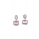 Women's Brass Silver Plated Drop Earrings (Pink)