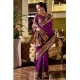 Women's Silk Blend Zari Woven Saree With Unstitched Blouse 5.5Mtr (Purple)