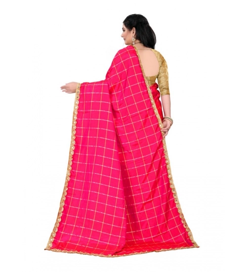 Women's Sana Silk Bandhni Saree With Unstitched Blouse 5.5Mtr (Pink)