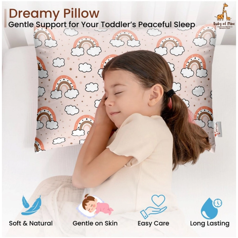 Soft Plush Printed Baby Infant Pillow for Kids Age 1 To 5 Years (Peach)