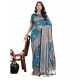 Women's Silk Printed Saree With Unstitched Blouse 5.5Mtr (Teal)
