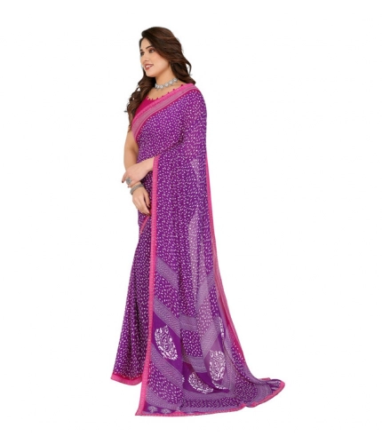 Women's Georgette Printed Saree With Unstitched Blouse 5.5Mtr (Purple) Women's Georgette Printed Saree With Unstitched Blouse 5.5Mtr (Purple)