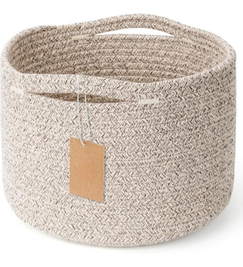 Cotton Kidi 9x7 Inch Pack of 3 Storage Basket For Clothes (Light Brown)