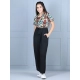 Girl's Polyester Printed Short Sleeves Jumpsuit (Multicolor-Black) Girl's Polyester Printed Short Sleeves Jumpsuit (Multicolor-Black)